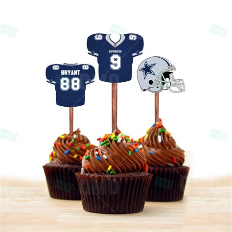 Dallas Cowboys Cupcake Toppers, Food Picks, Super Bowl, Birthday, Tailgate Party, Blue & Silver, 12 pieces (961) 9. . Dallas cowboys cupcake toppers